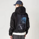 floatingastronaut patch on male retro cord hoodie in onyx