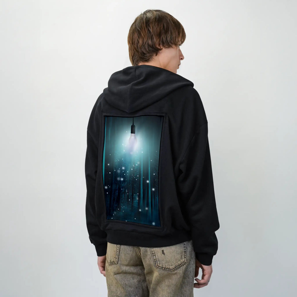 floatinglight patch on male essential zip hoodie in after hours