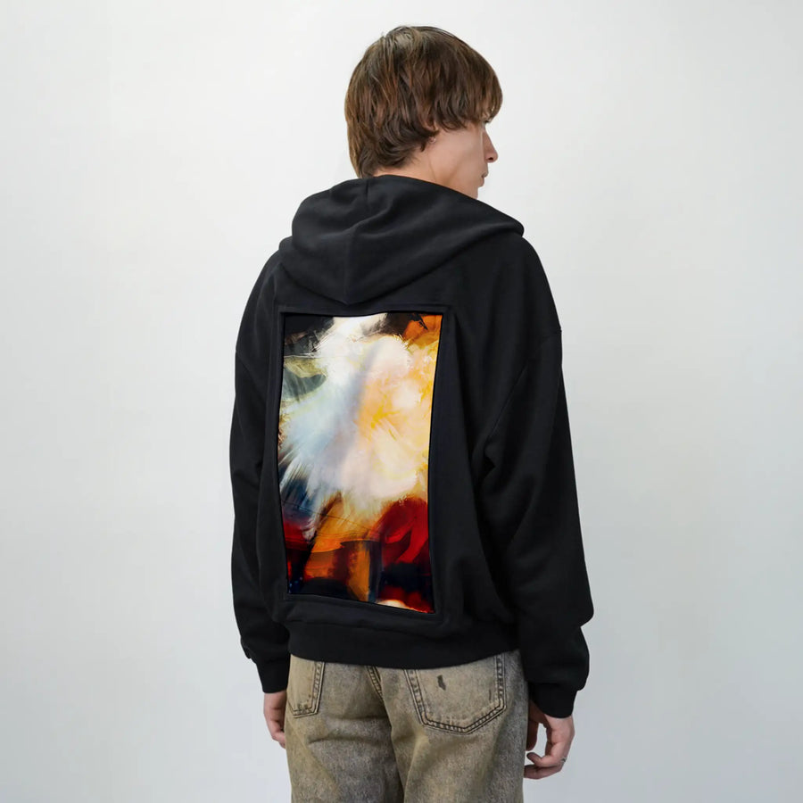 floradiffusion patch on male essential zip hoodie in after hours