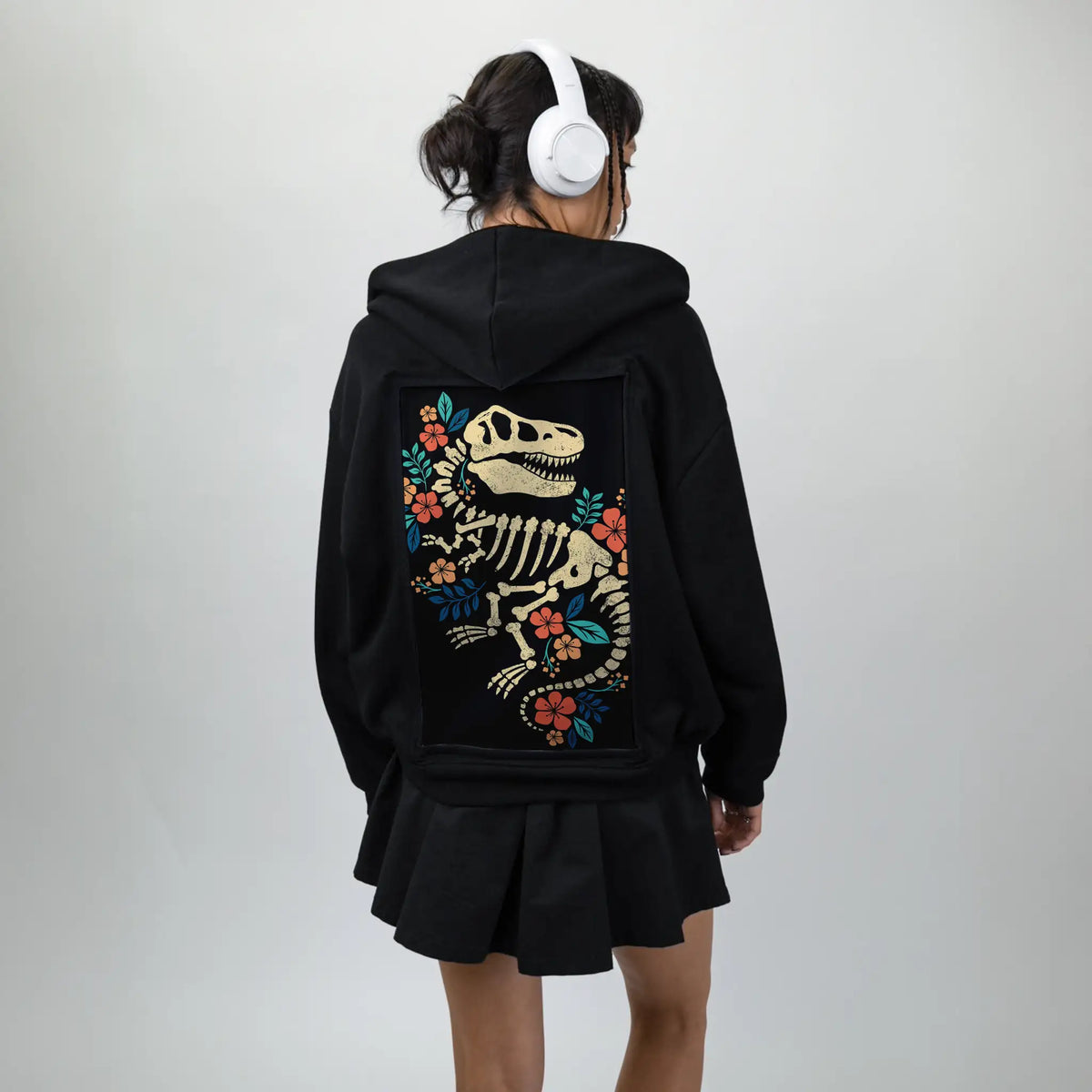 floralfossil patch on female essential zip hoodie in after hours