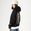 floralfossil patch on female retro cord hoodie in onyx