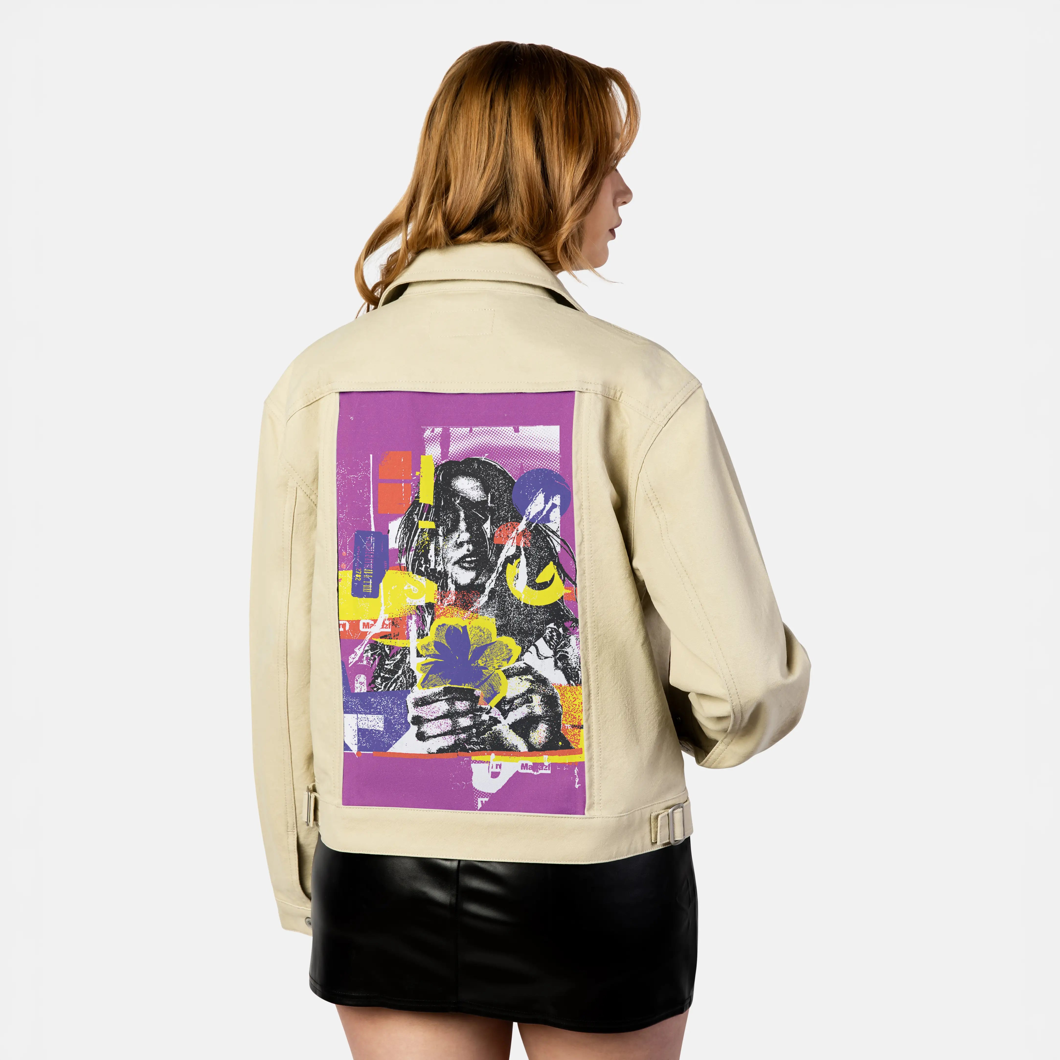 flowergirl patch on female atelier canvas jacket in tan
