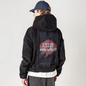 fluentlyawkward patch on male retro cord hoodie in onyx