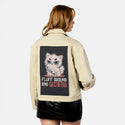 fluffaround patch on female atelier canvas jacket in tan
