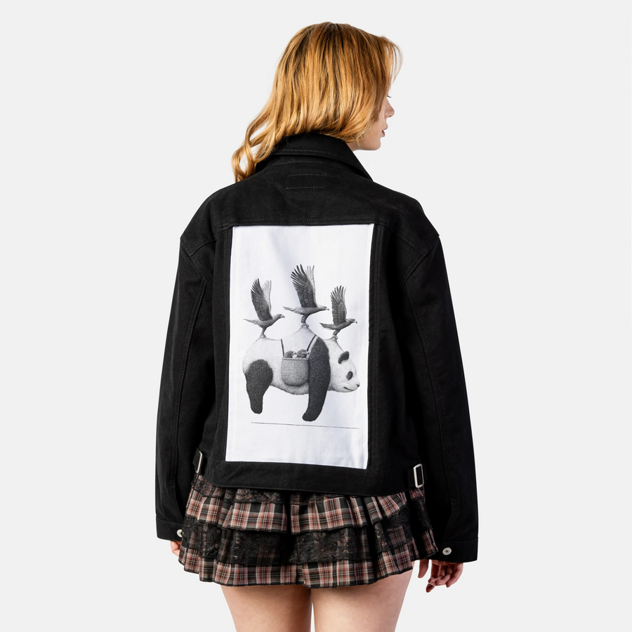 flyingpanda patch on female atelier canvas jacket in nightfall
