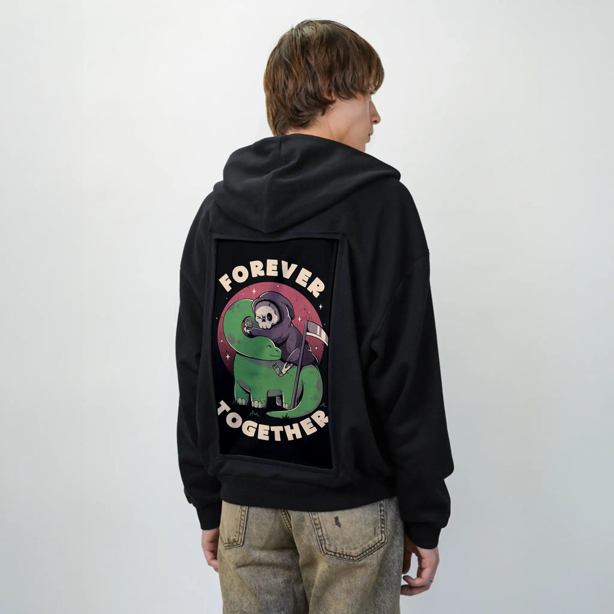 forevertogether patch on male essential zip hoodie in after hours