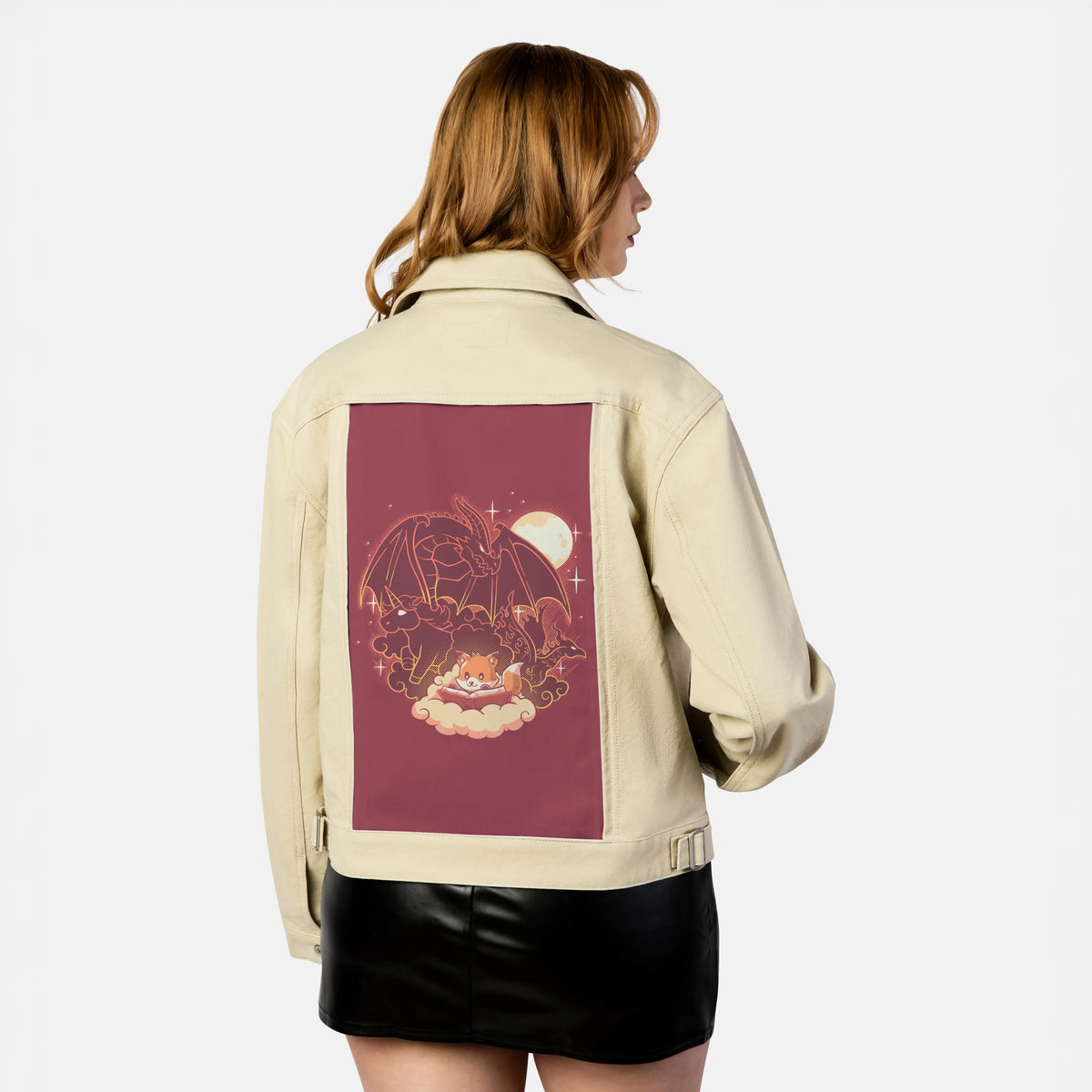 foxfantasy patch on female atelier canvas jacket in tan