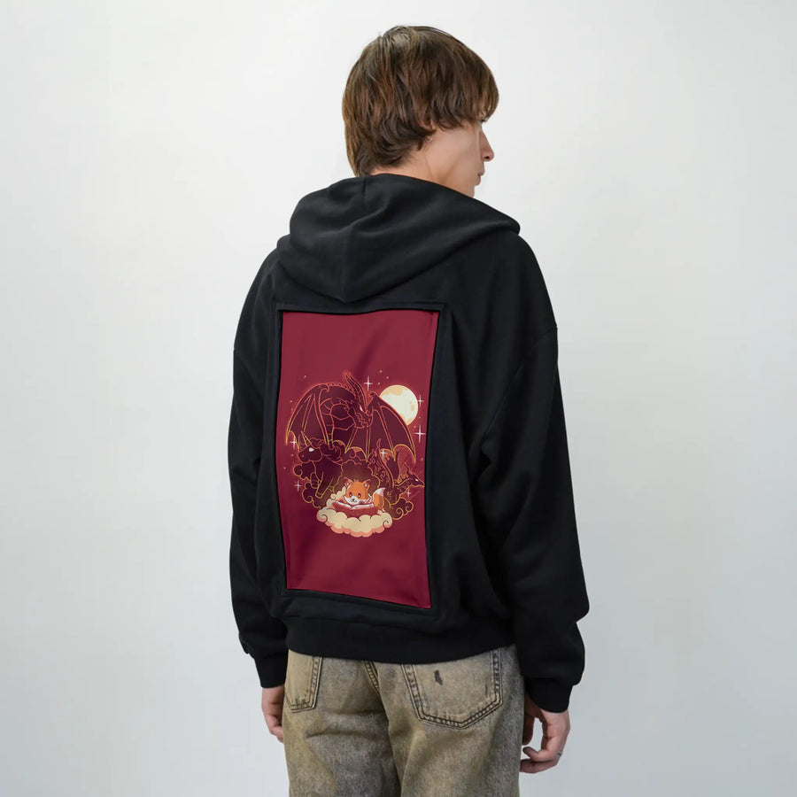 foxfantasy patch on male essential zip hoodie in after hours