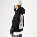 foxyokai patch on female retro cord hoodie in onyx
