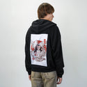 foxyokai patch on male essential zip hoodie in after hours