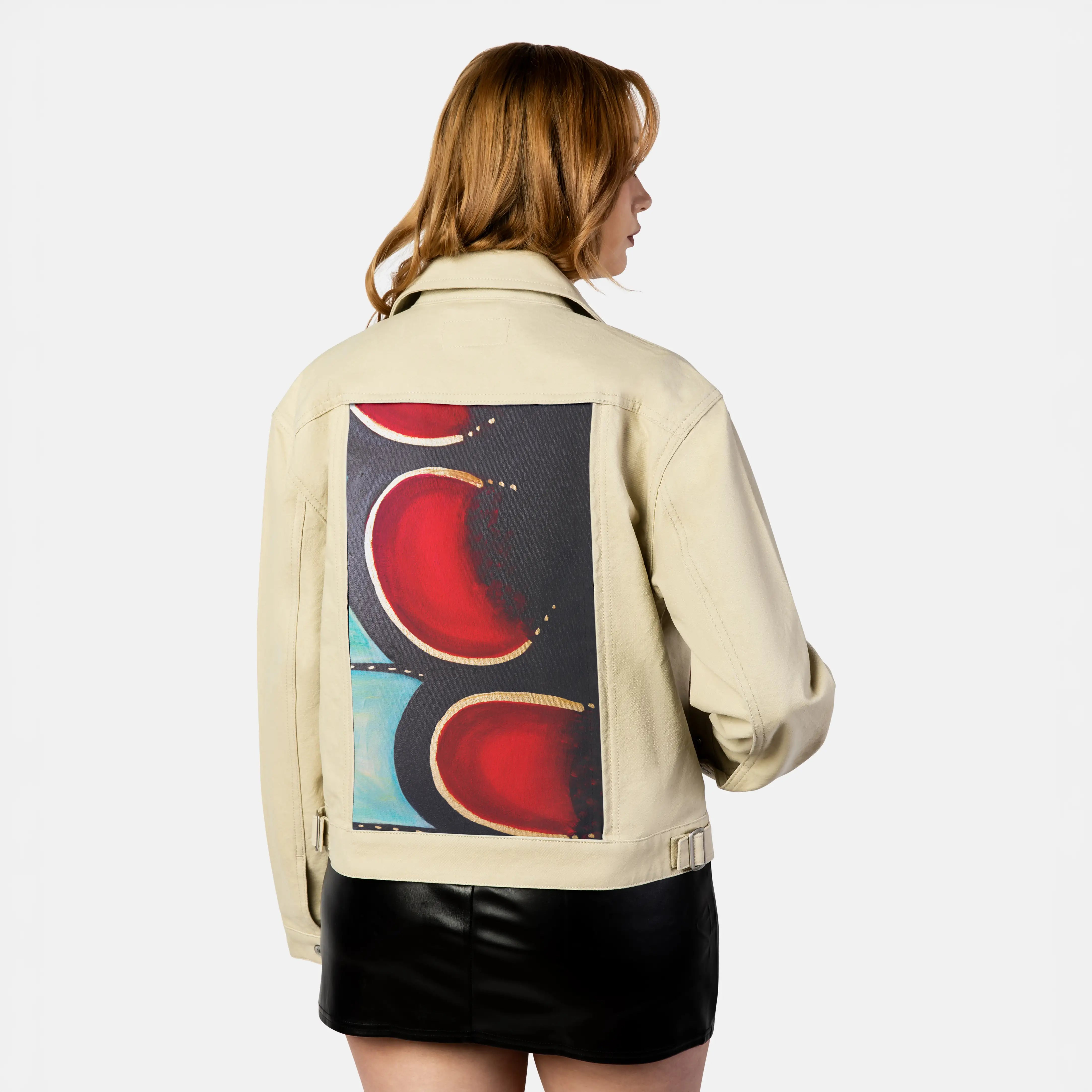 fragmentwing patch on female atelier canvas jacket in tan