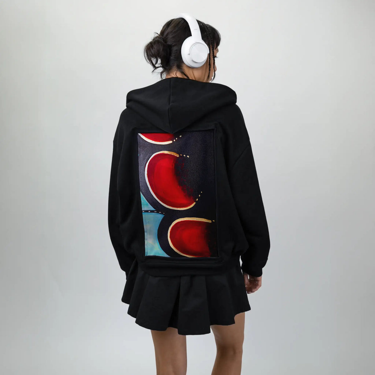 fragmentwing patch on female essential zip hoodie in after hours