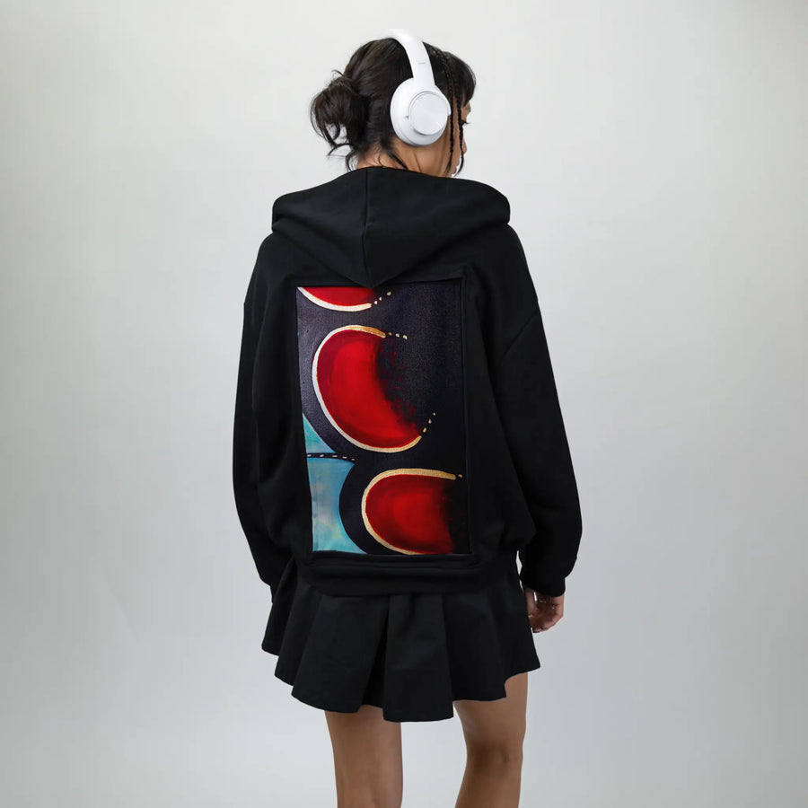 fragmentwing patch on female essential zip hoodie in after hours