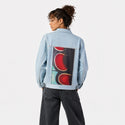 fragmentwing patch on female og denim jacket in oceanside