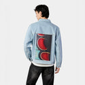 fragmentwing patch on male og denim jacket in oceanside