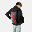 fragmentwing patch on male og denim jacket in raven