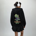 frankensaur patch on female essential zip hoodie in after hours