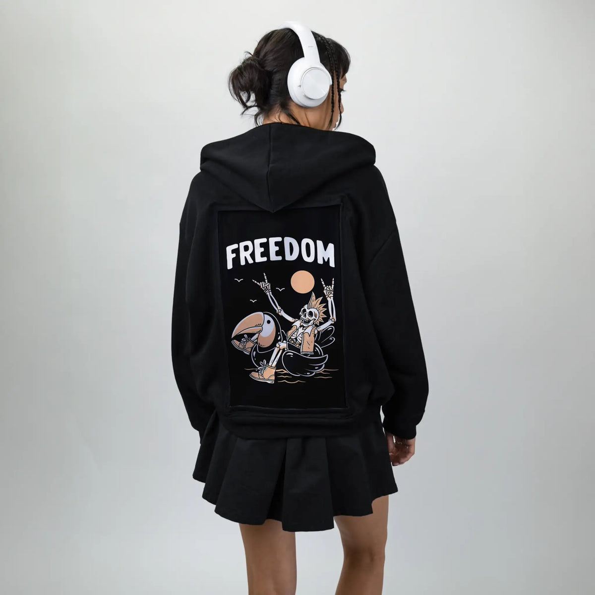 freedom patch on female essential zip hoodie in after hours