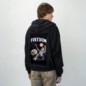 freedom patch on male essential zip hoodie in after hours