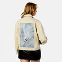 freefall patch on female atelier canvas jacket in tan
