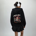 freelanceaintfree patch on female essential zip hoodie in after hours