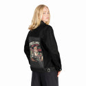 freelanceaintfree patch on female og denim jacket in raven