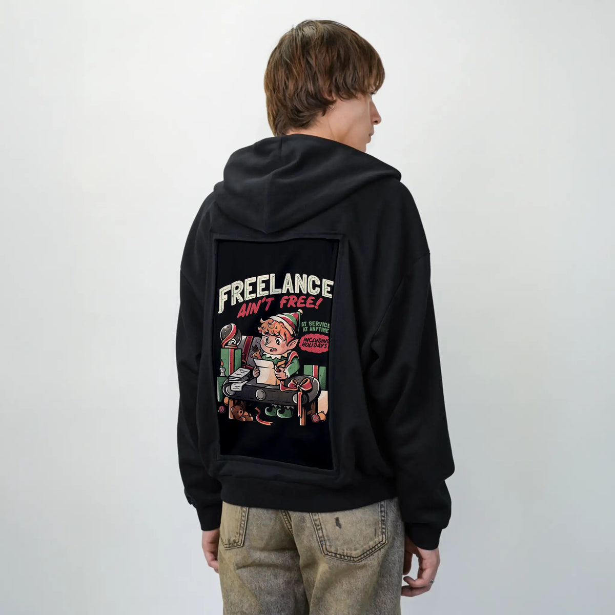 freelanceaintfree patch on male essential zip hoodie in after hours