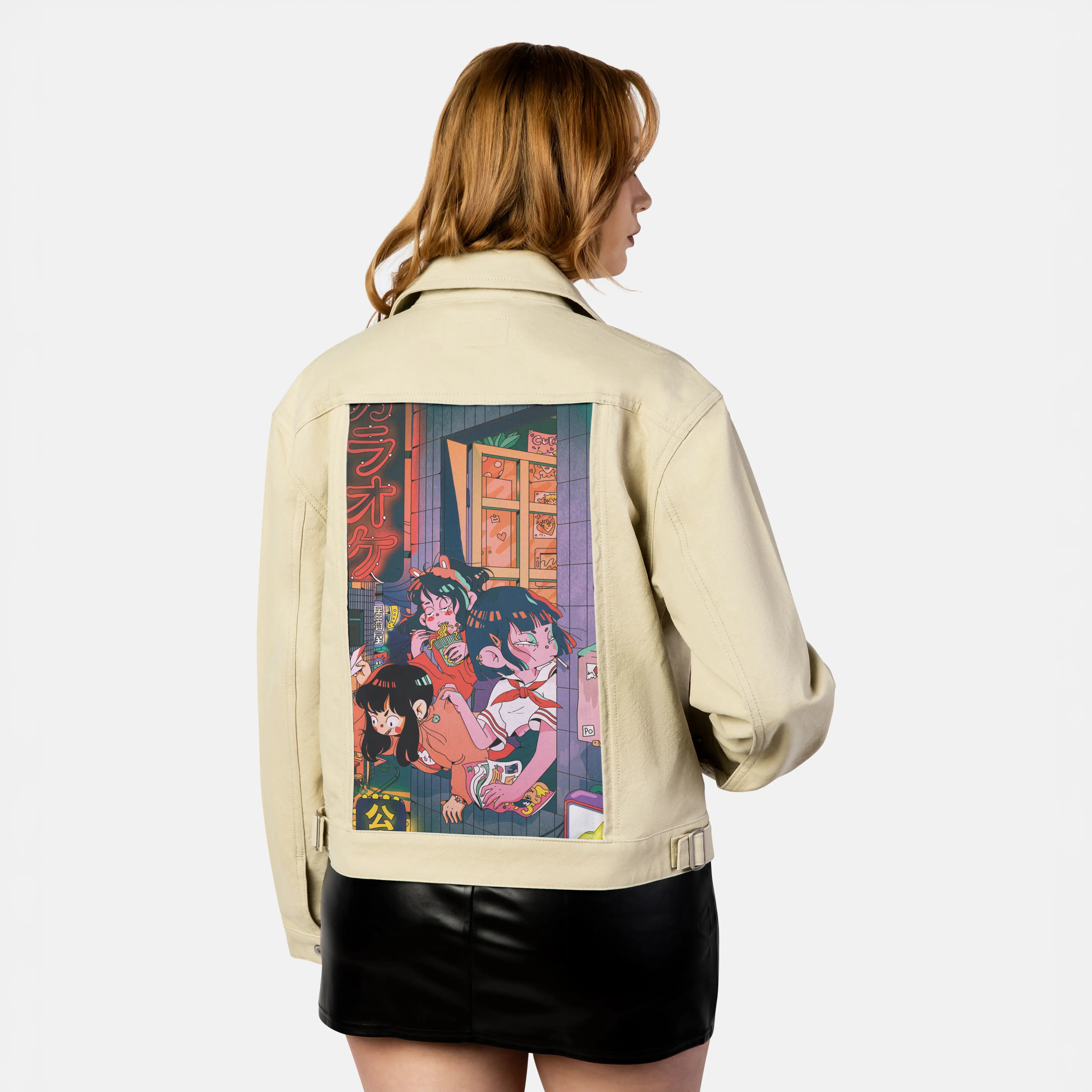 freshair patch on female atelier canvas jacket in tan