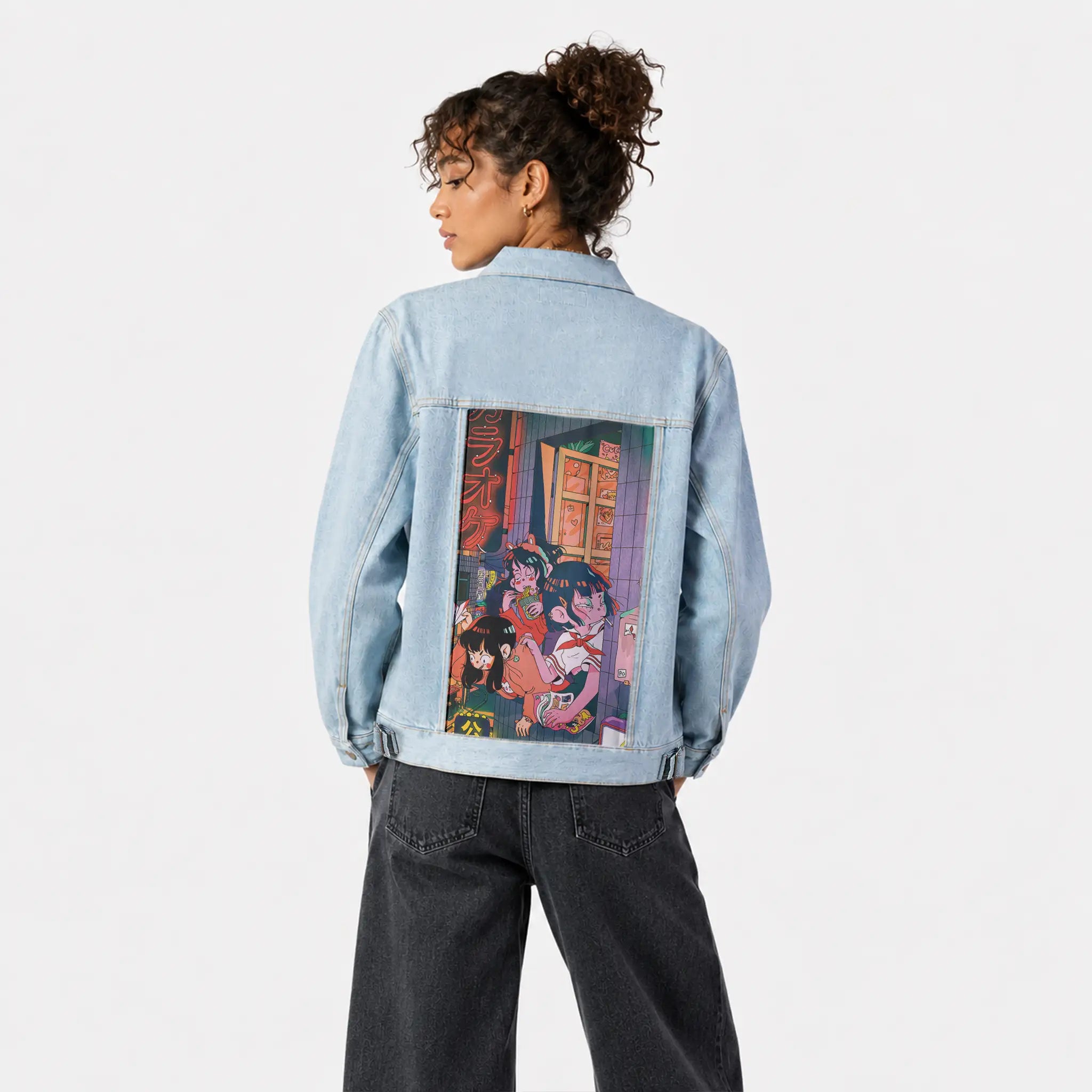 freshair patch on female og denim jacket in oceanside