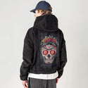 frida patch on male retro cord hoodie in onyx