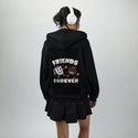 friendsforever patch on female essential zip hoodie in after hours