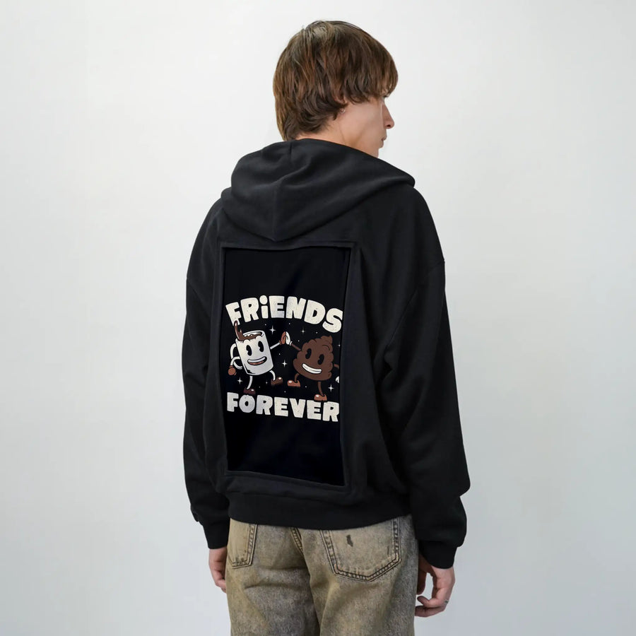 friendsforever patch on male essential zip hoodie in after hours