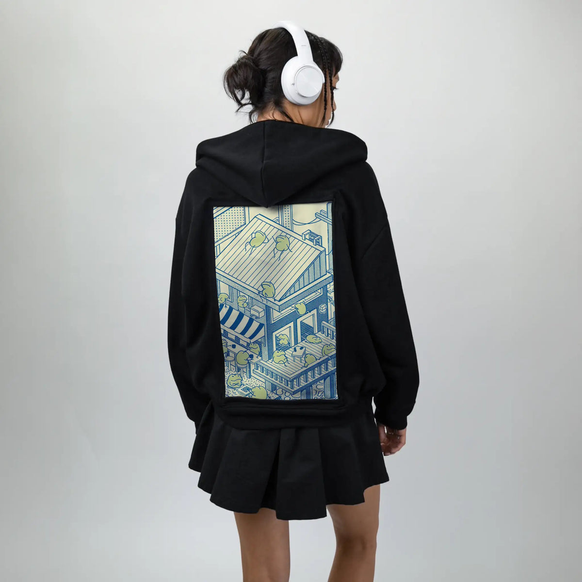 froghotel patch on female essential zip hoodie in after hours