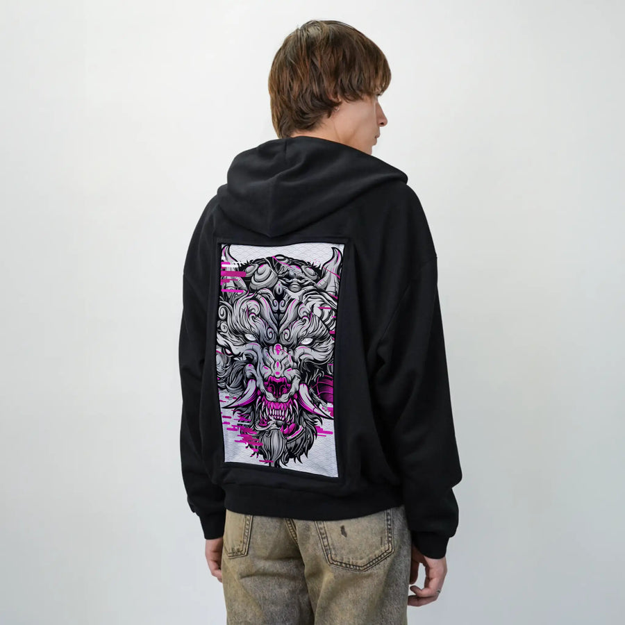 fuchsiafuwolf patch on male essential zip hoodie in after hours