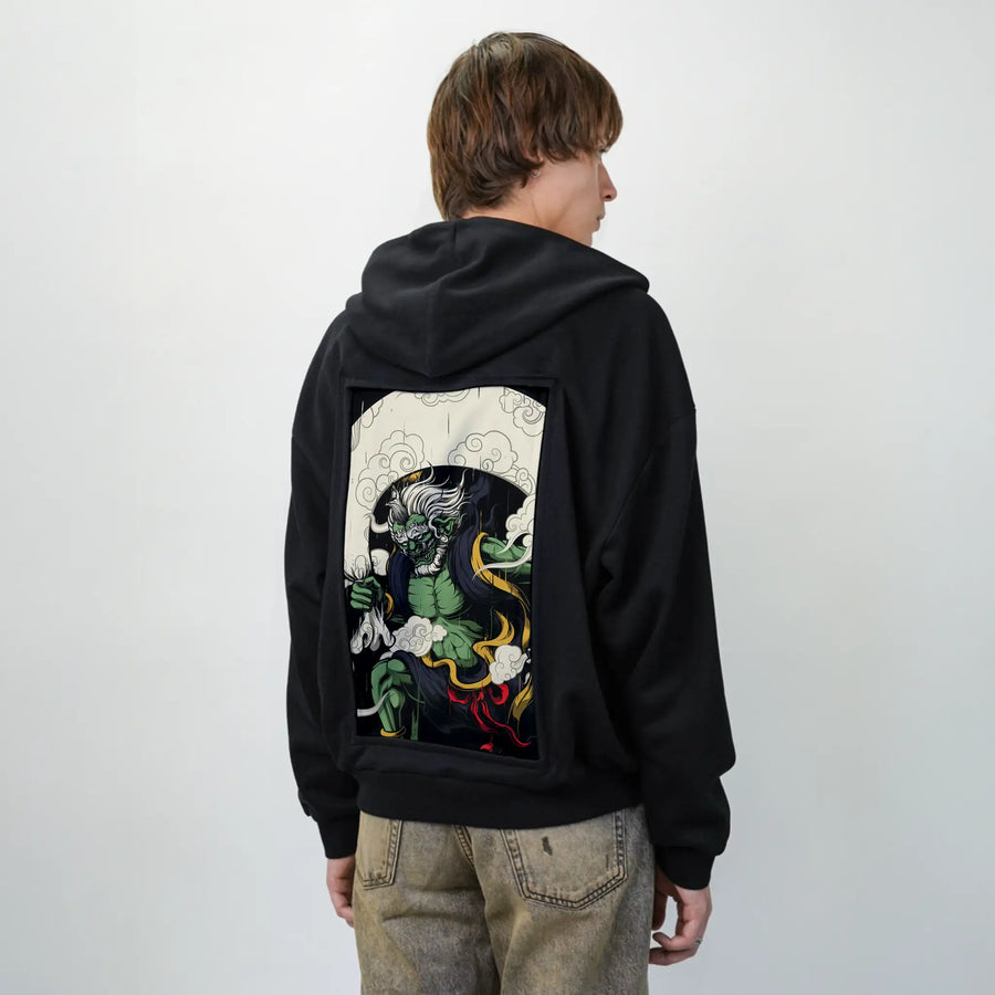 fujin patch on male essential zip hoodie in after hours