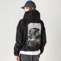 fujin patch on male retro cord hoodie in onyx