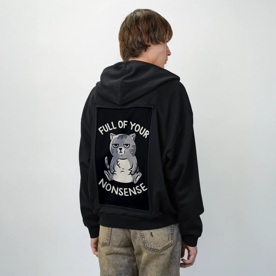 fullofnonsense patch on male essential zip hoodie in after hours