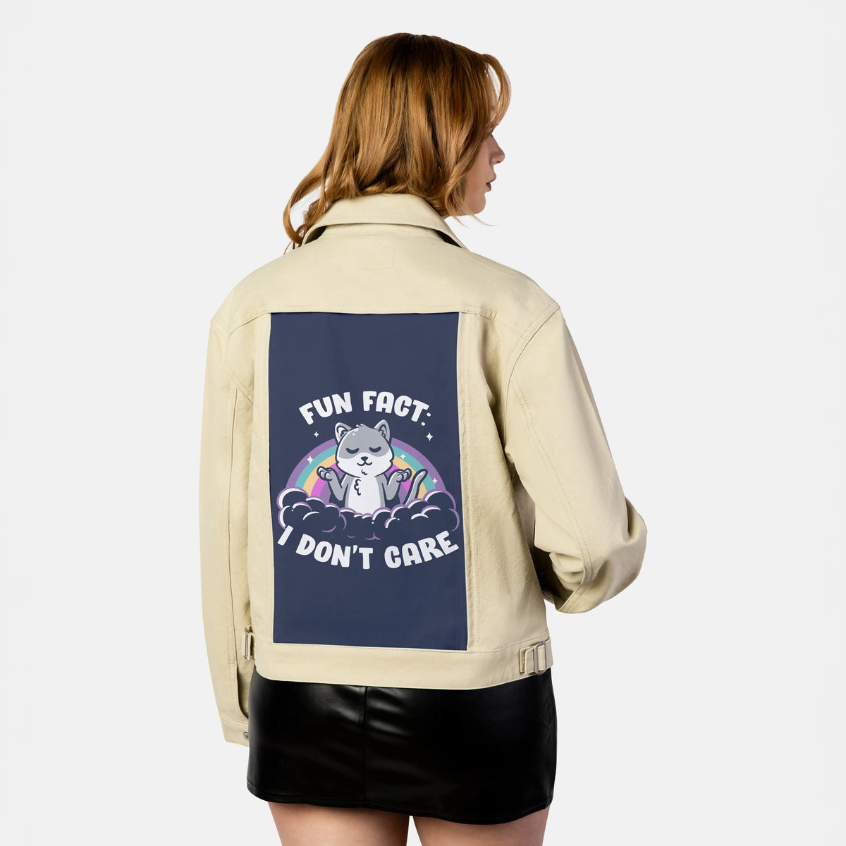 funfact patch on female atelier canvas jacket in tan