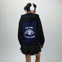 funfact patch on female essential zip hoodie in after hours
