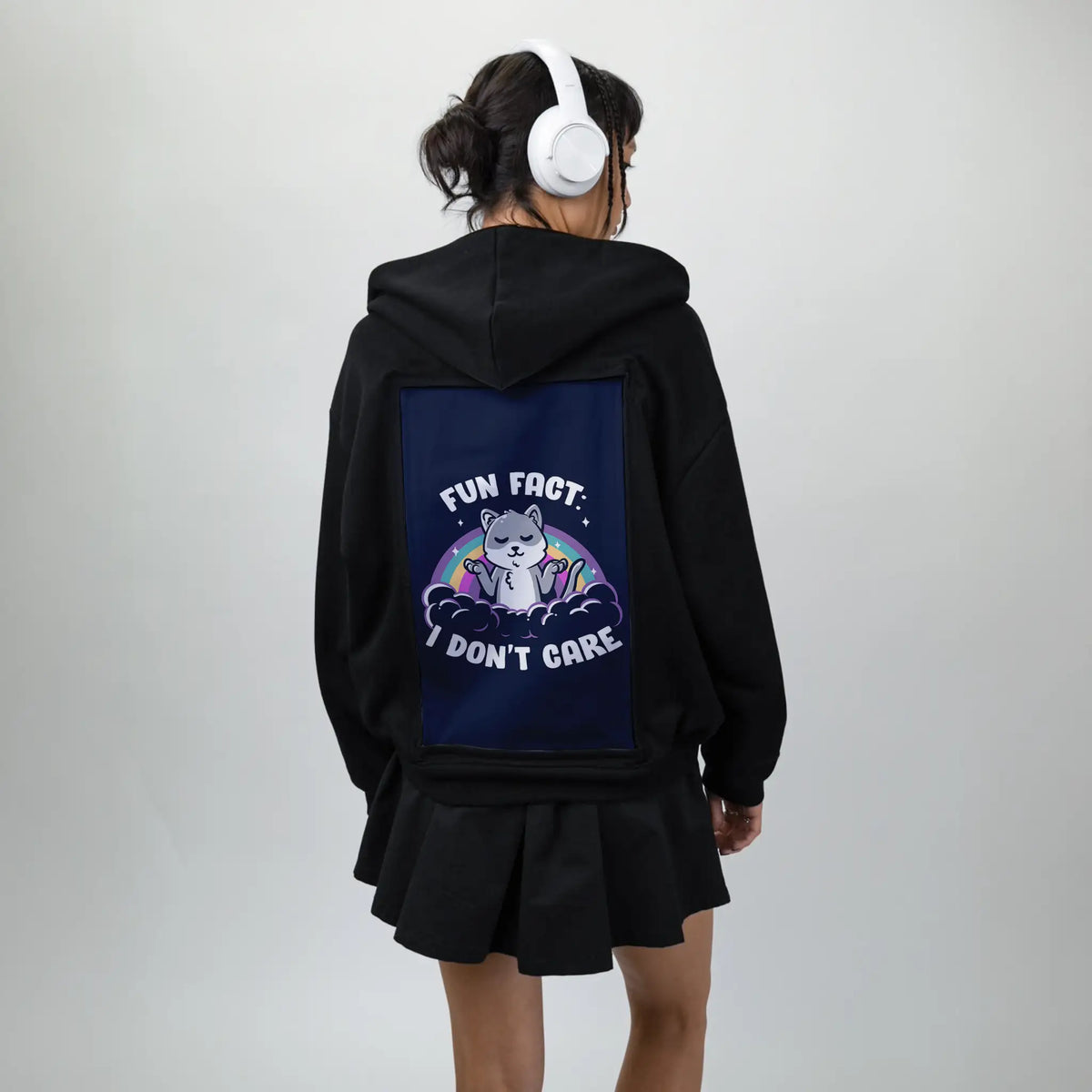 funfact patch on female essential zip hoodie in after hours
