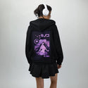 fungigirl patch on female essential zip hoodie in after hours