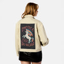 fyouunicorn patch on female atelier canvas jacket in tan