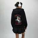 fyouunicorn patch on female essential zip hoodie in after hours