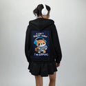 gameradult patch on female essential zip hoodie in after hours