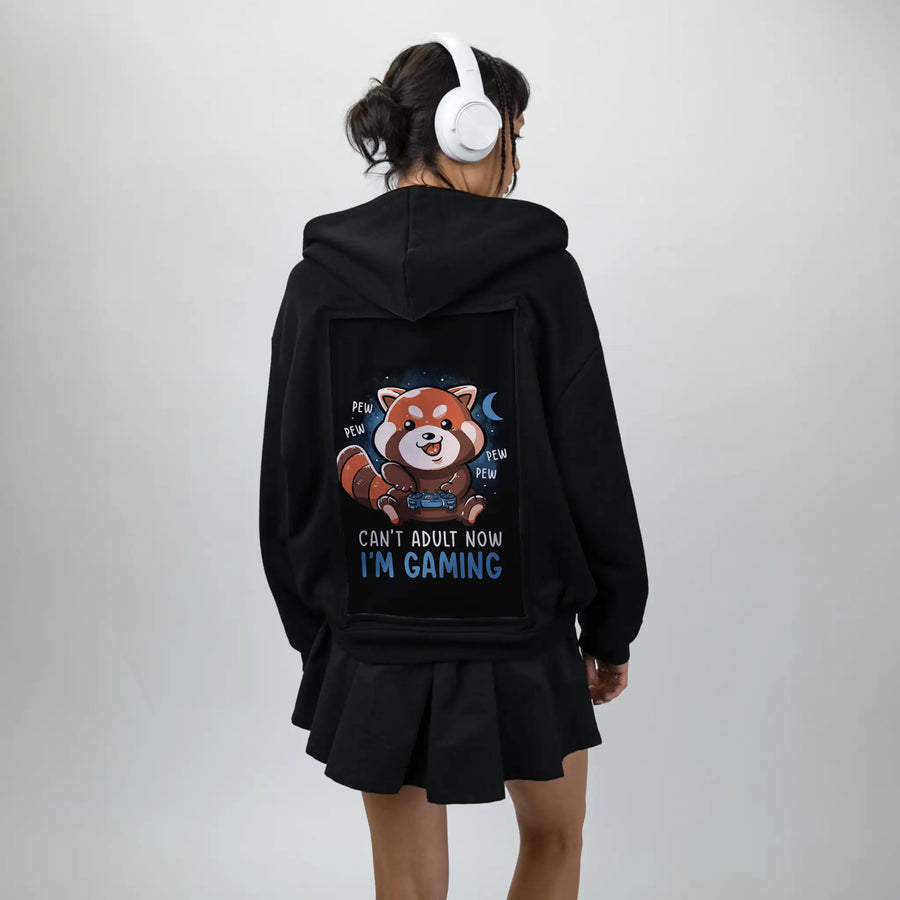 gamingpanda patch on female essential zip hoodie in after hours