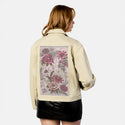 gardenflorals patch on female atelier canvas jacket in tan