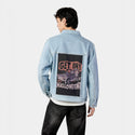 getinitshalloween patch on male og denim jacket in oceanside