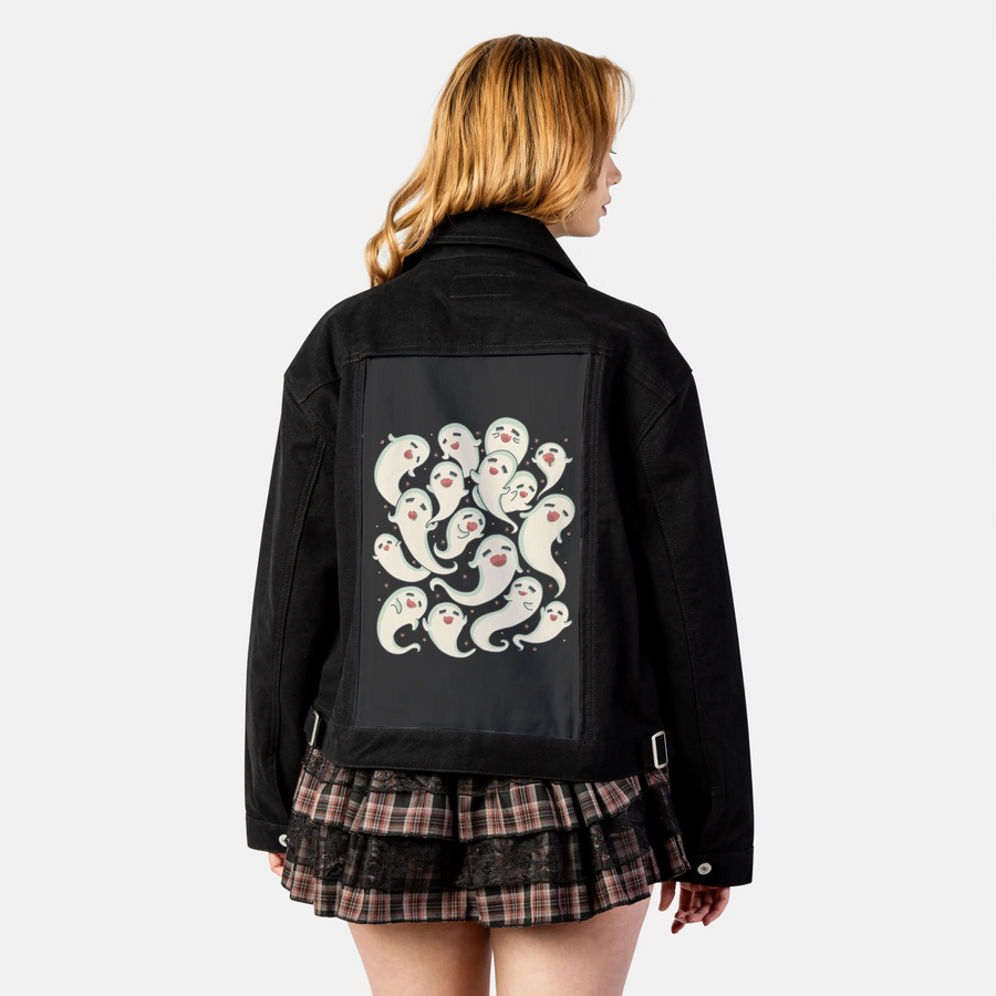ghostlysquad patch on female atelier canvas jacket in nightfall