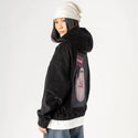 ghostsagainst patch on female retro cord hoodie in onyx