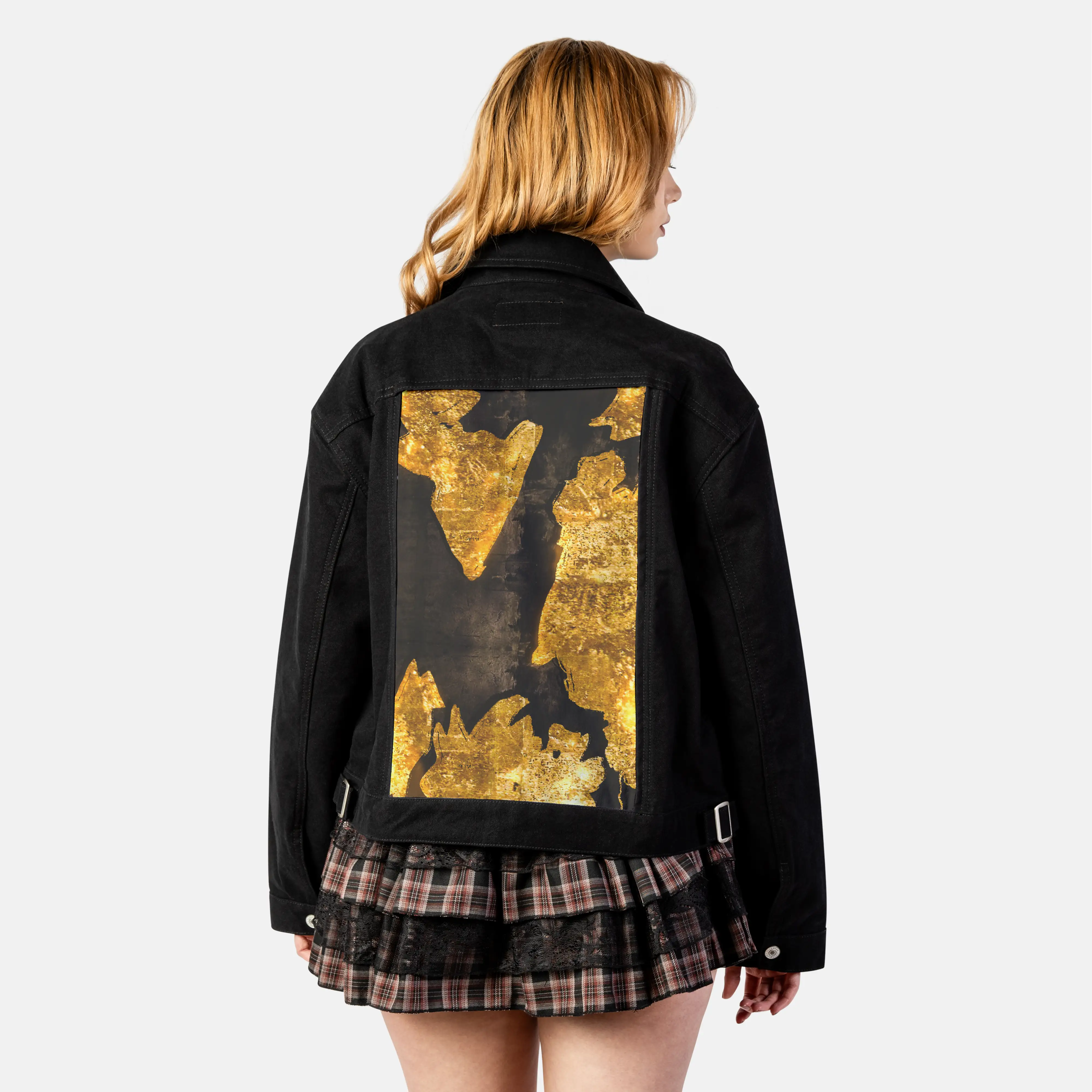 gildedfragments patch on female atelier canvas jacket in nightfall